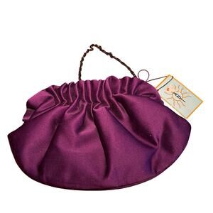 Santi Made In India Purple Fabric Evening Clutch w Metal Strap